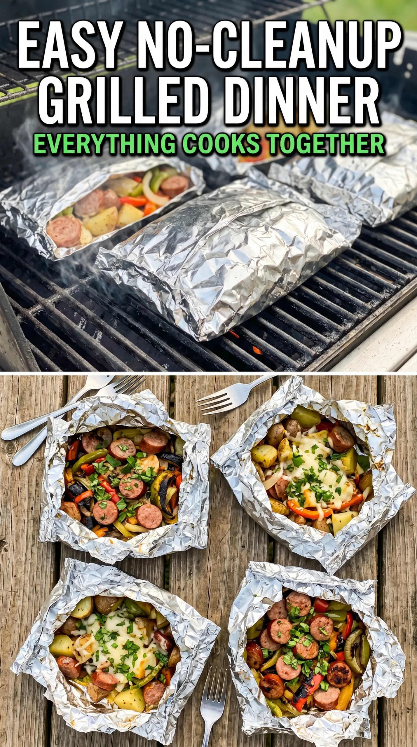 Garlic Butter Steak and Potato Foil Packets tender steak, golden potatoes, garlic butter
