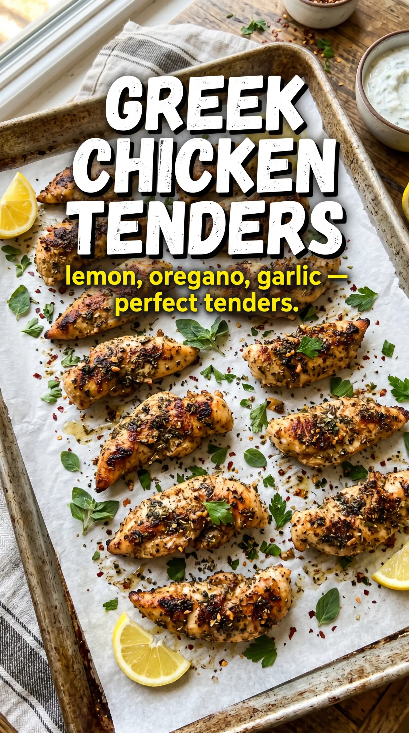 Greek chicken tenders lemon oregano