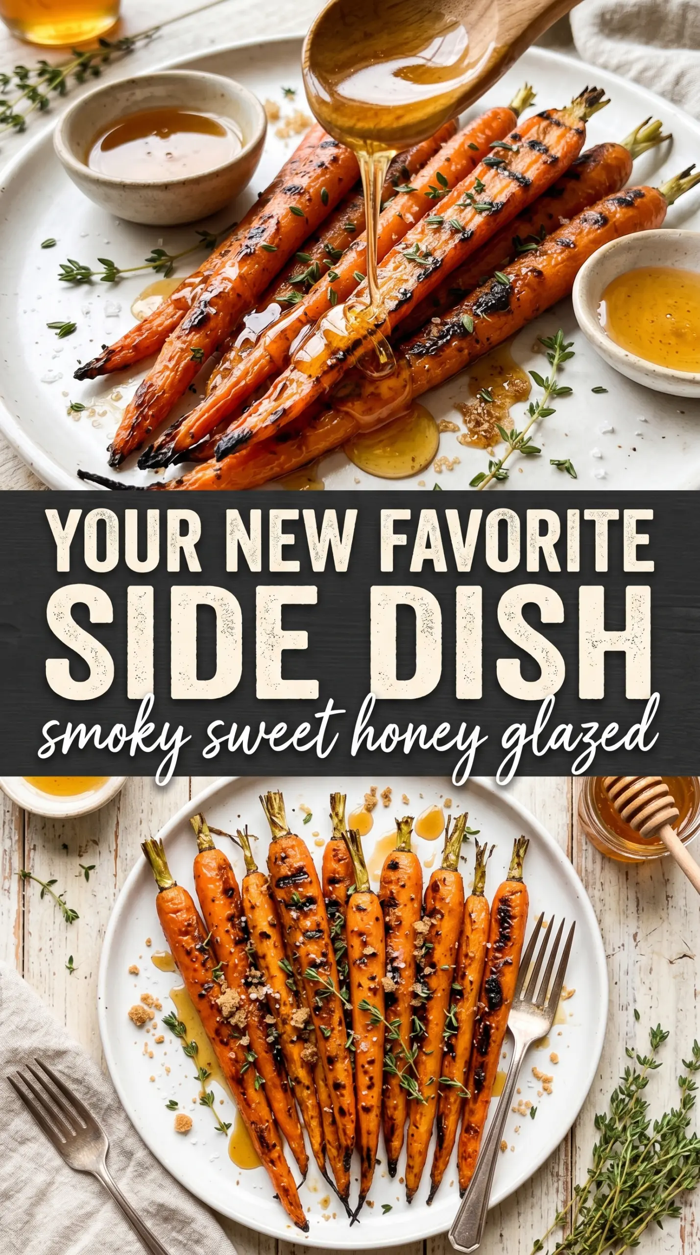 Grilled Carrots with Honey Brown Sugar Glaze caramelized glossy thyme