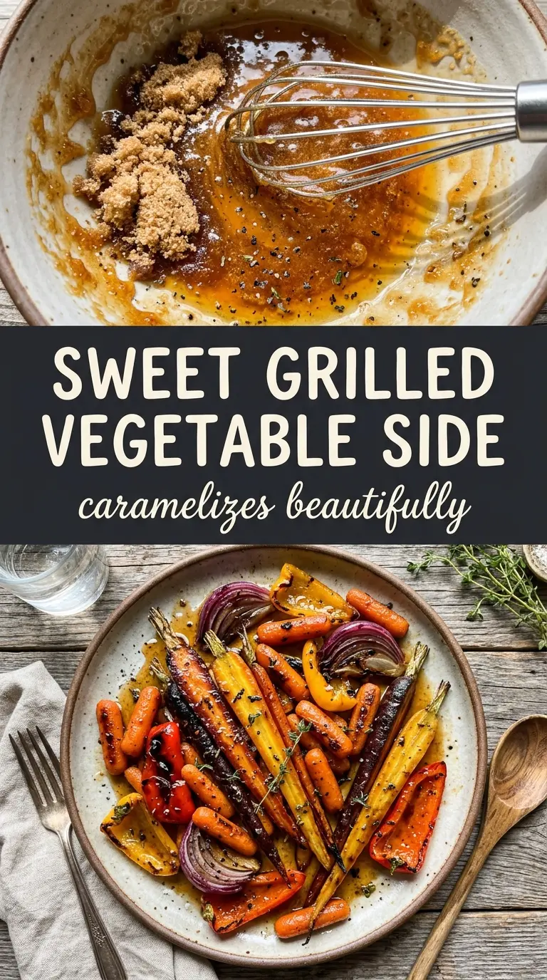 Grilled Carrots with Honey Brown Sugar Glaze caramelized glossy smoky