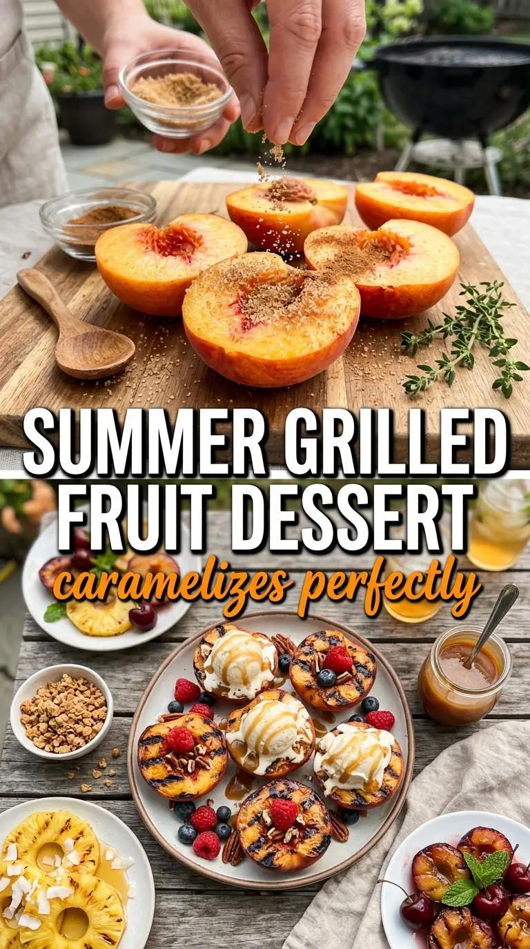 Grilled peaches with cinnamon and brown sugar caramelized dessert