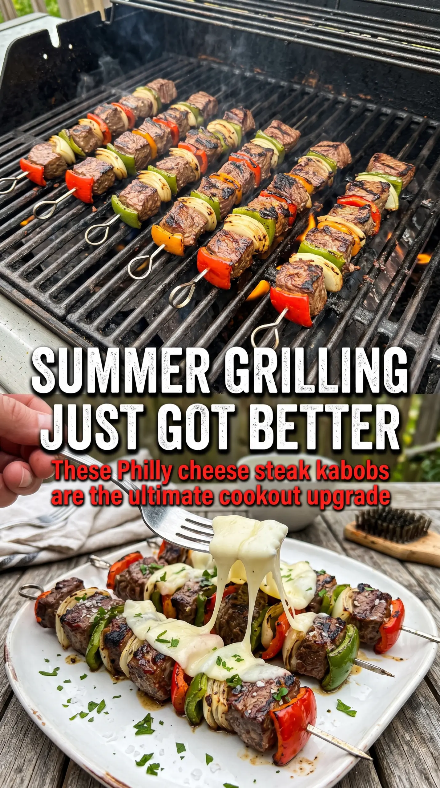 Grilled Philly Cheese Steak Kabobs juicy grilled peppers