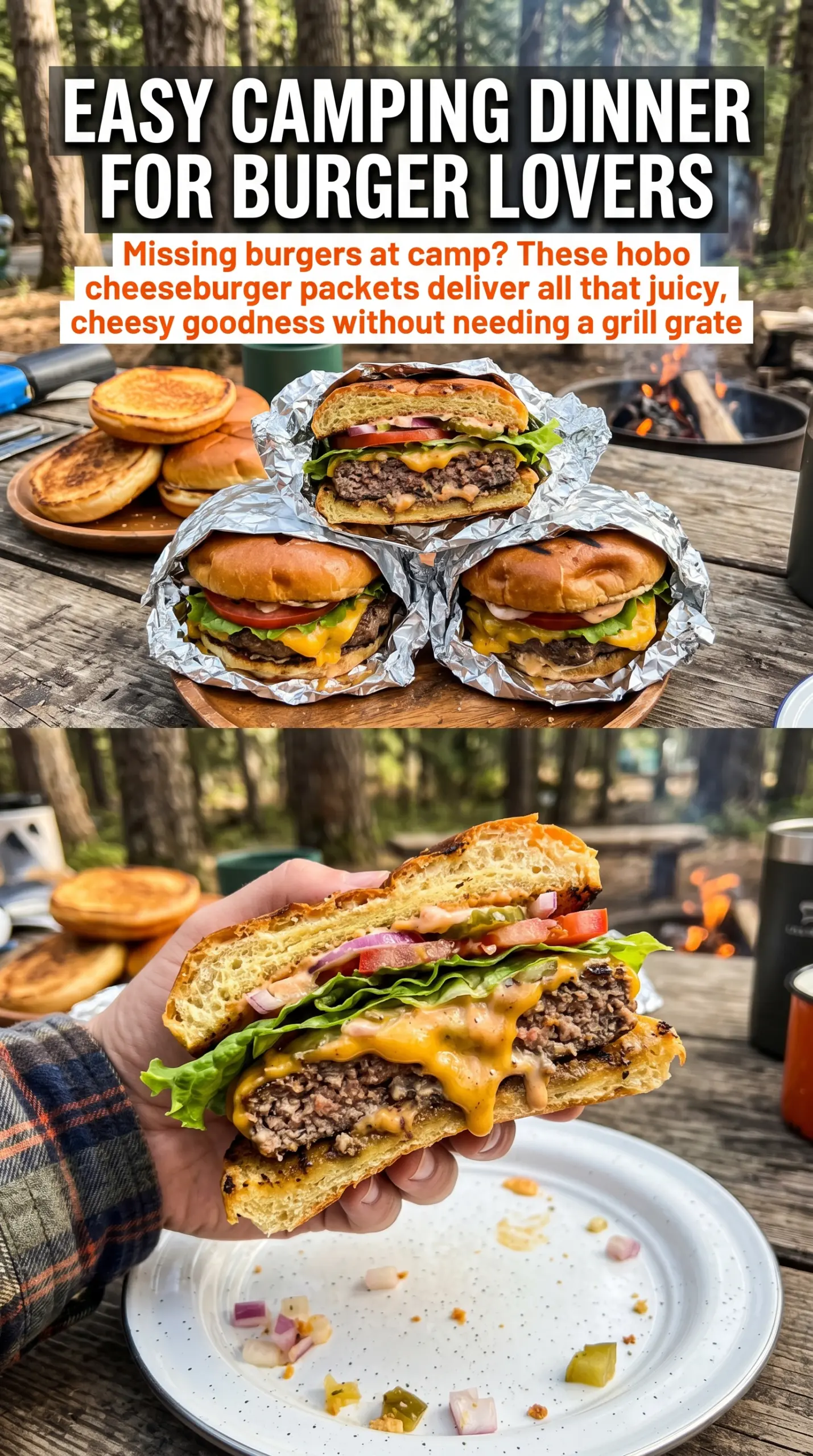 Hobo Dinner Cheeseburgers foil packet burgers cheesy vegetables