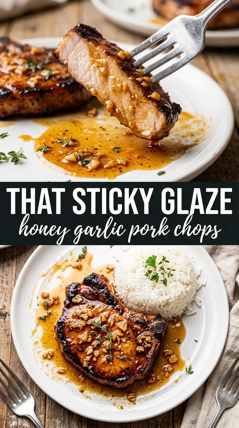 Honey Garlic Pork Chops sticky glazed caramelized