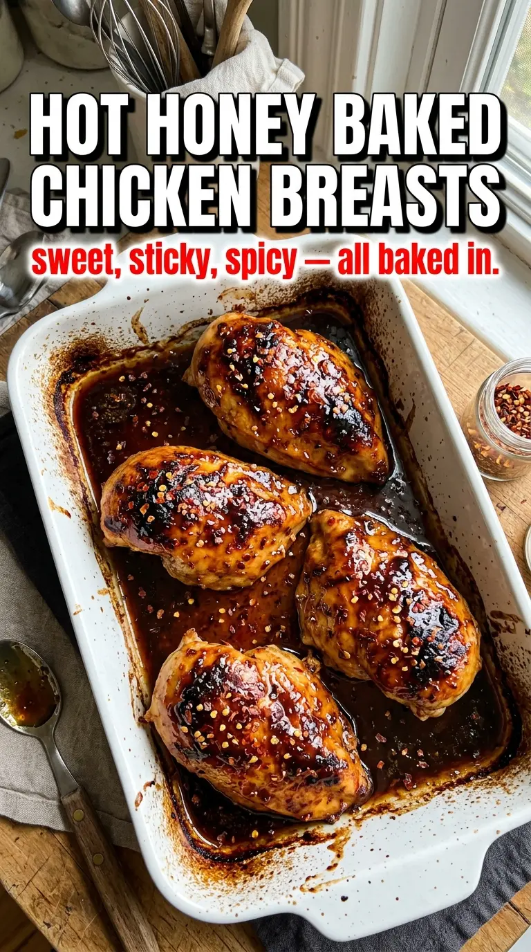 Hot honey baked chicken breasts sticky glazed