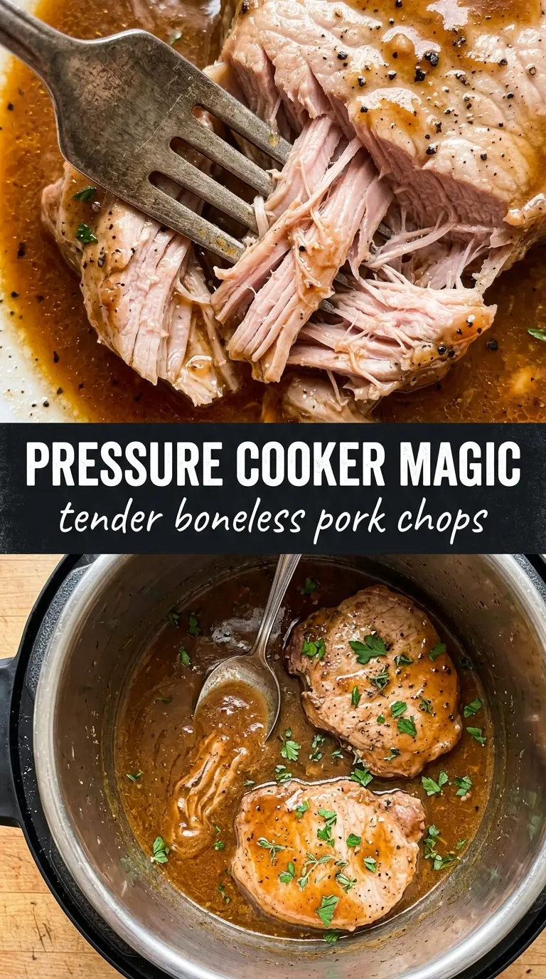 Instant Pot Boneless Pork Chops savory mushroom gravy