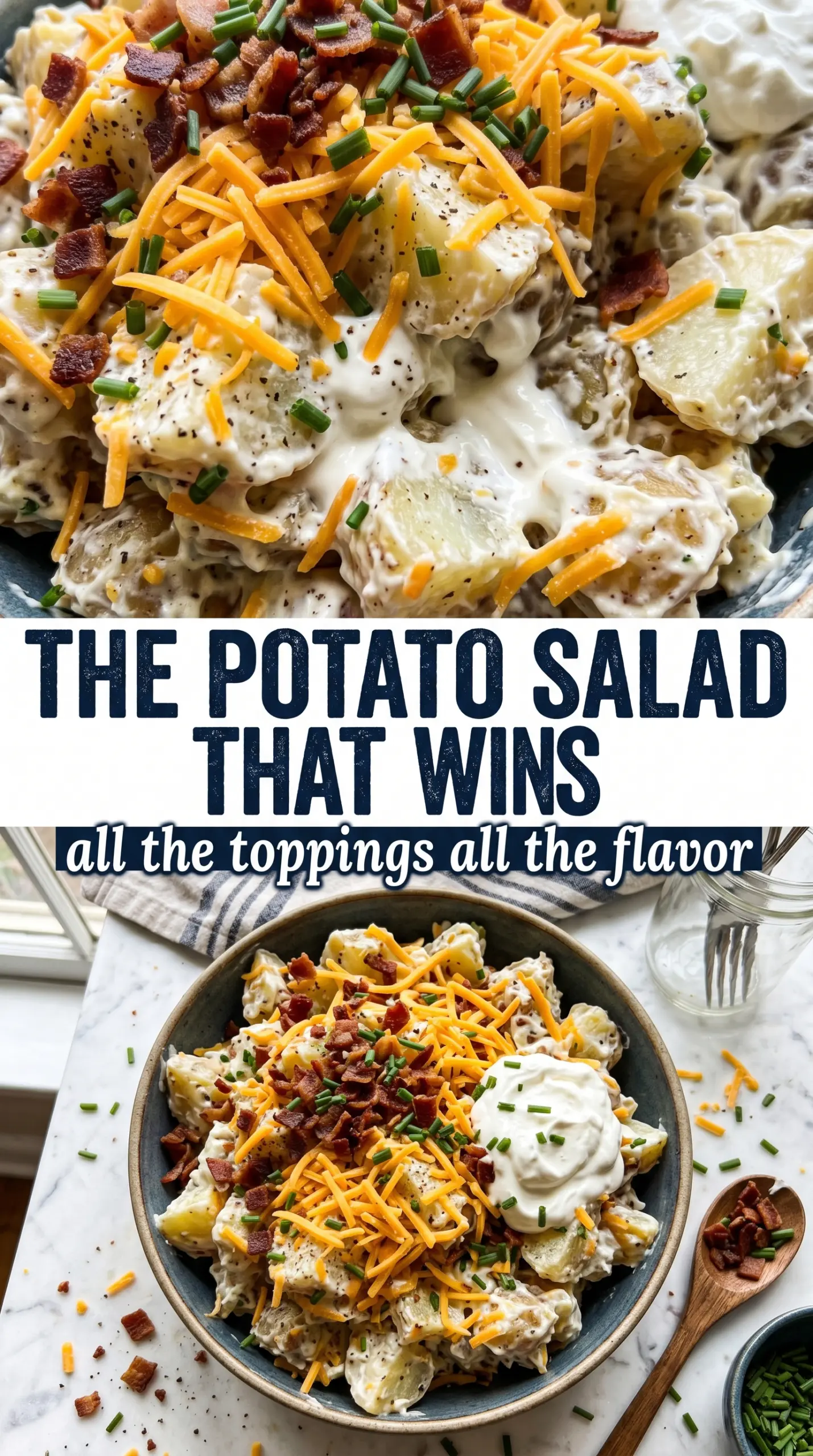 Loaded Baked Potato Salad with Bacon and Sour Cream chunky creamy