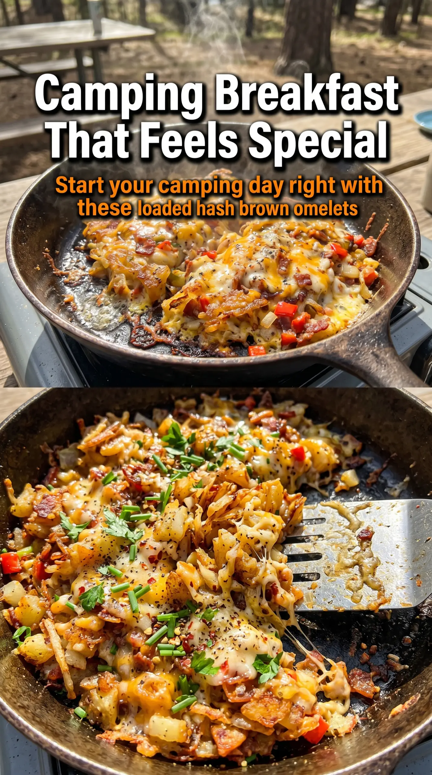 Loaded Grilled Hash Brown Omelets crispy cheesy breakfast