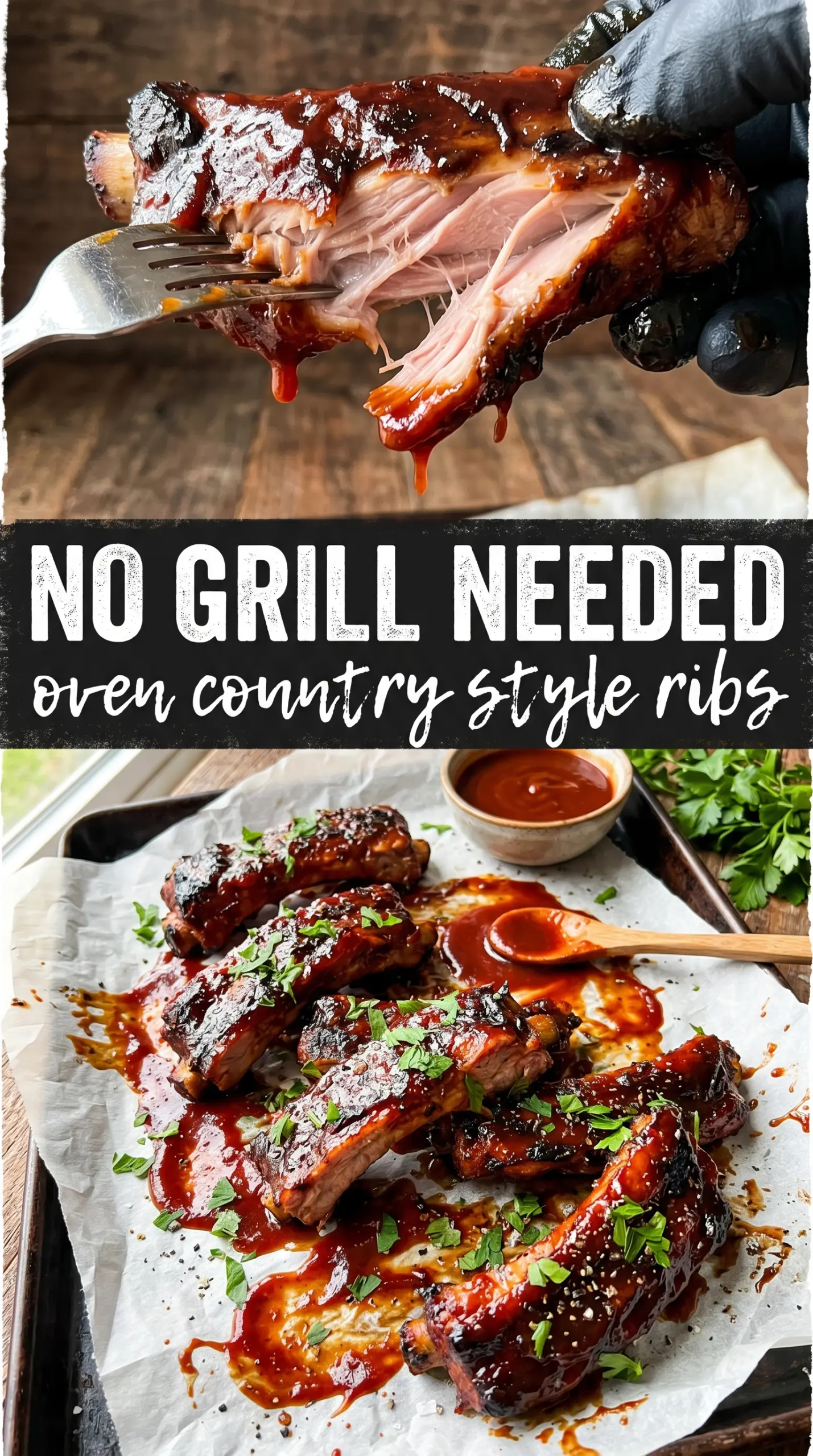 Oven Roasted Country Style Ribs caramelized BBQ glaze tender