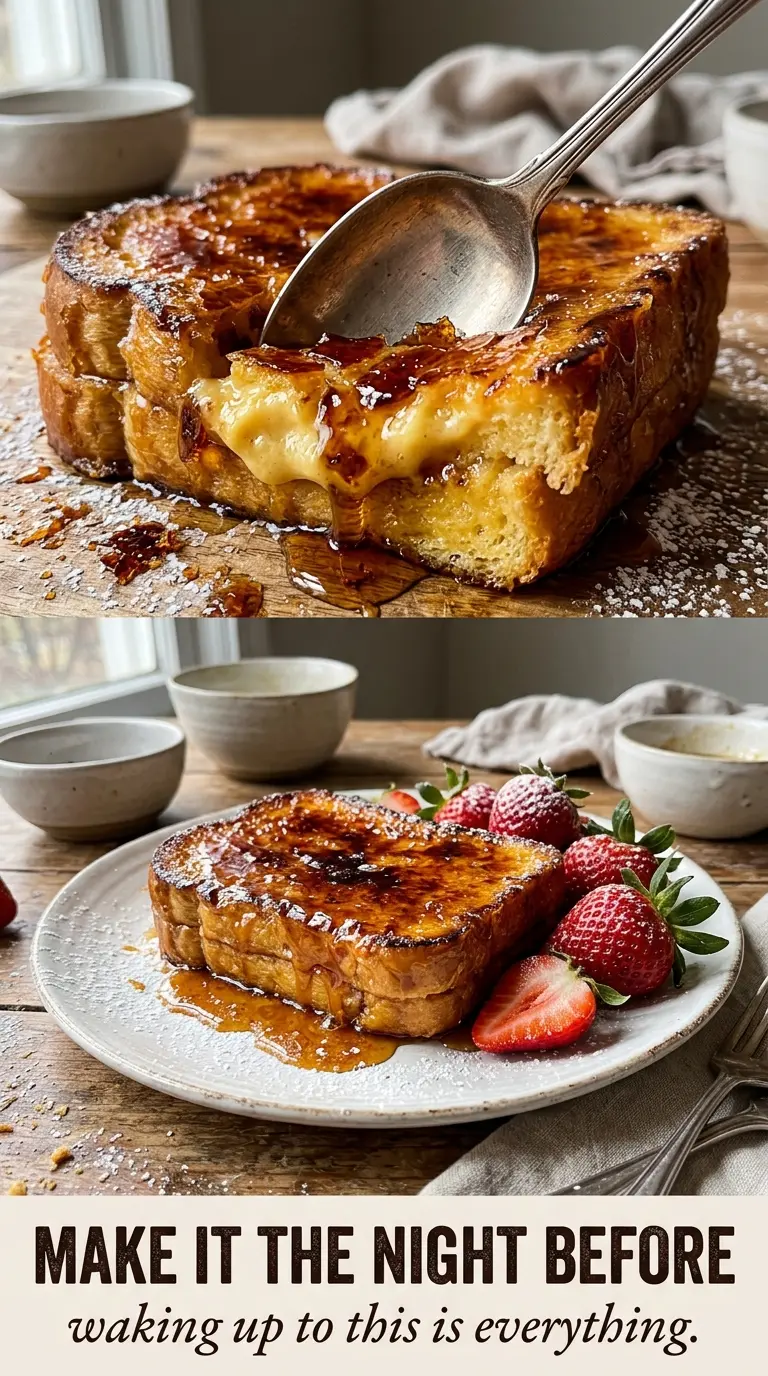 Overnight Crème Brûlée French Toast caramelized brioche custardy