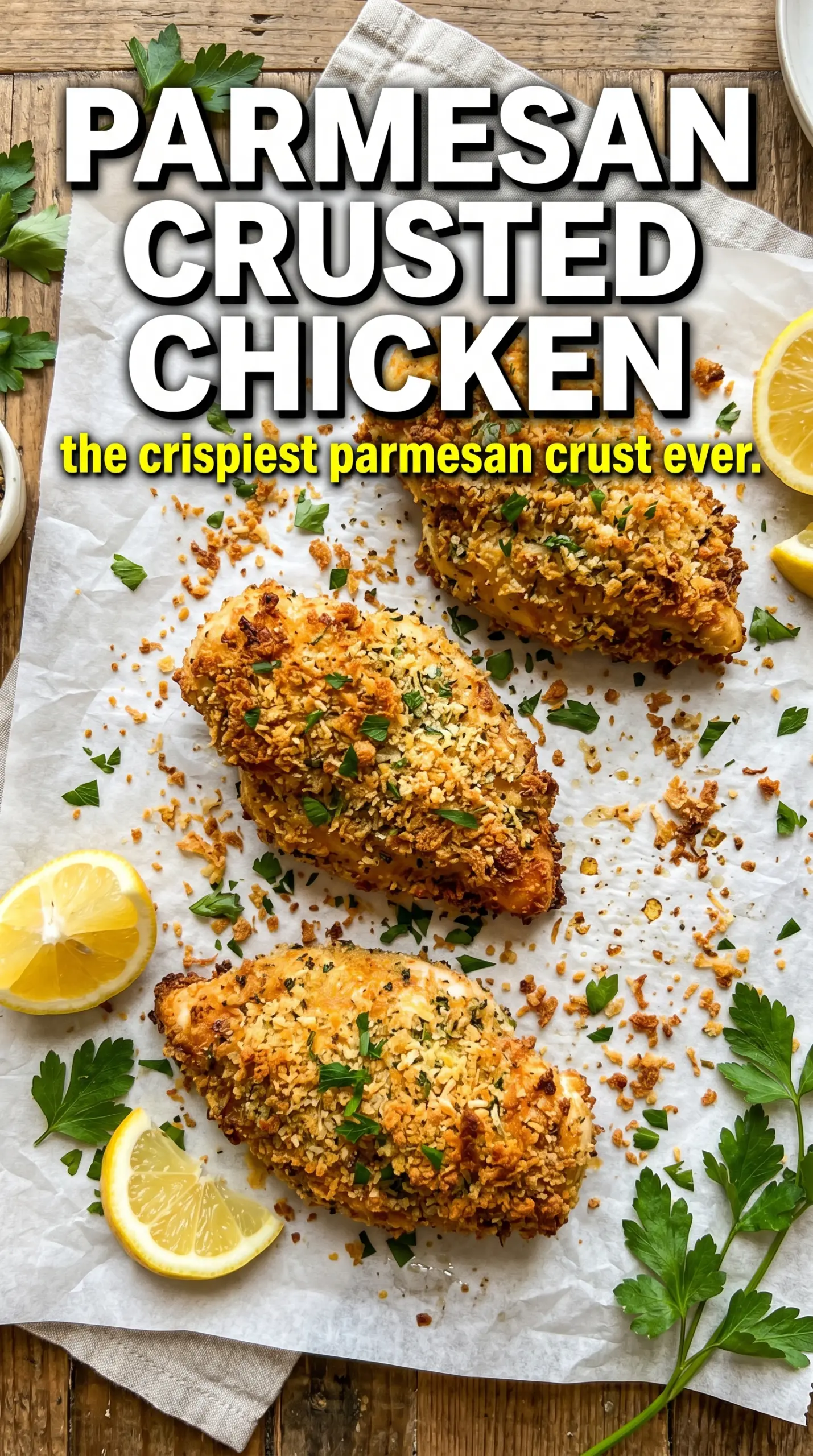 Parmesan crusted chicken crispy golden juicy