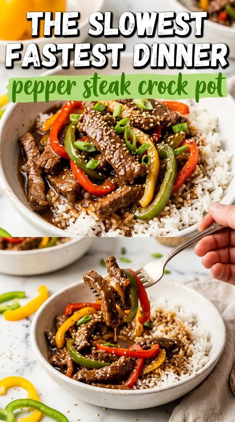 Pepper Steak in a Crock Pot savory glossy