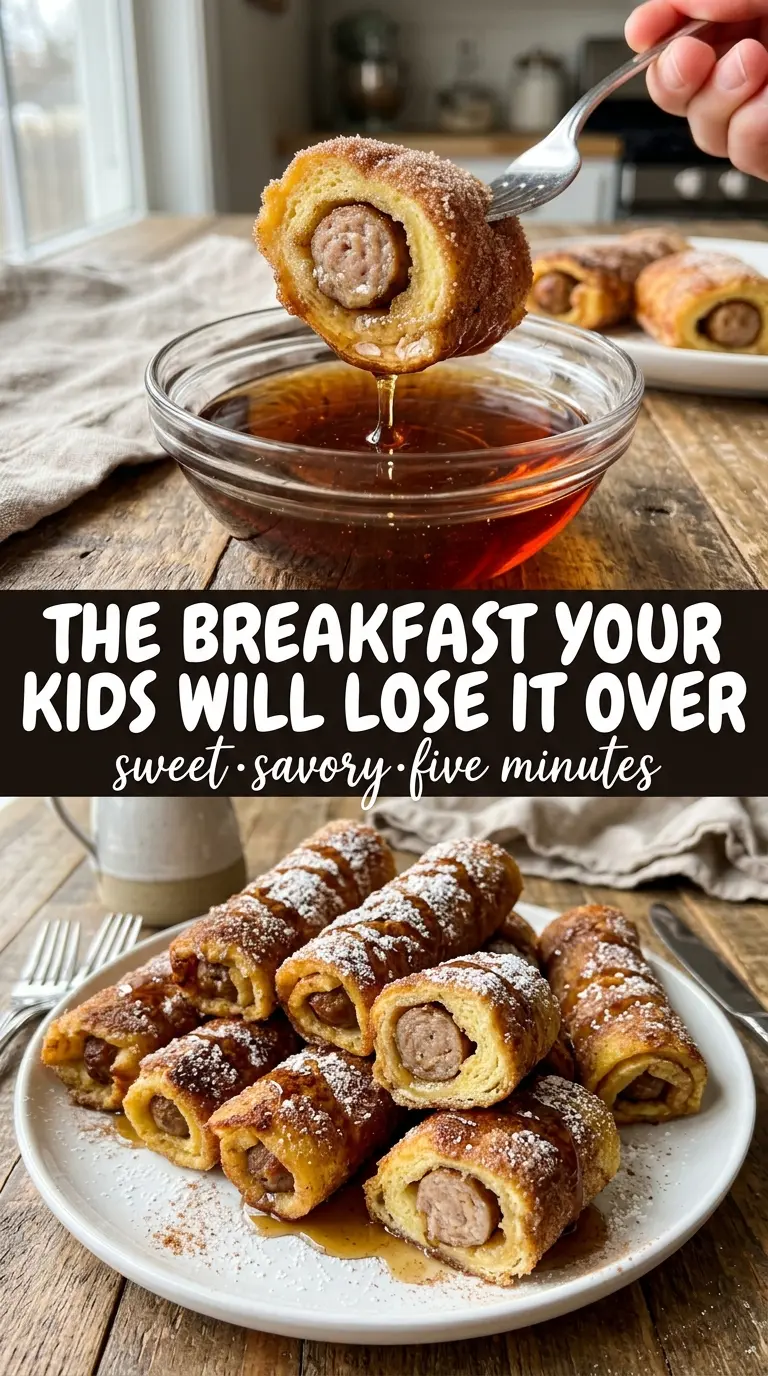 Sausage French toast roll-ups sweet-savory cinnamon