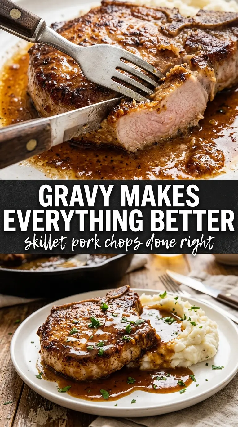 Cooked pork chops with sauce