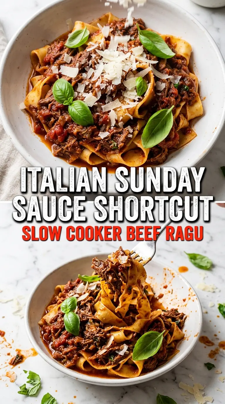 Slow Cooker Beef Ragu rich savory pasta