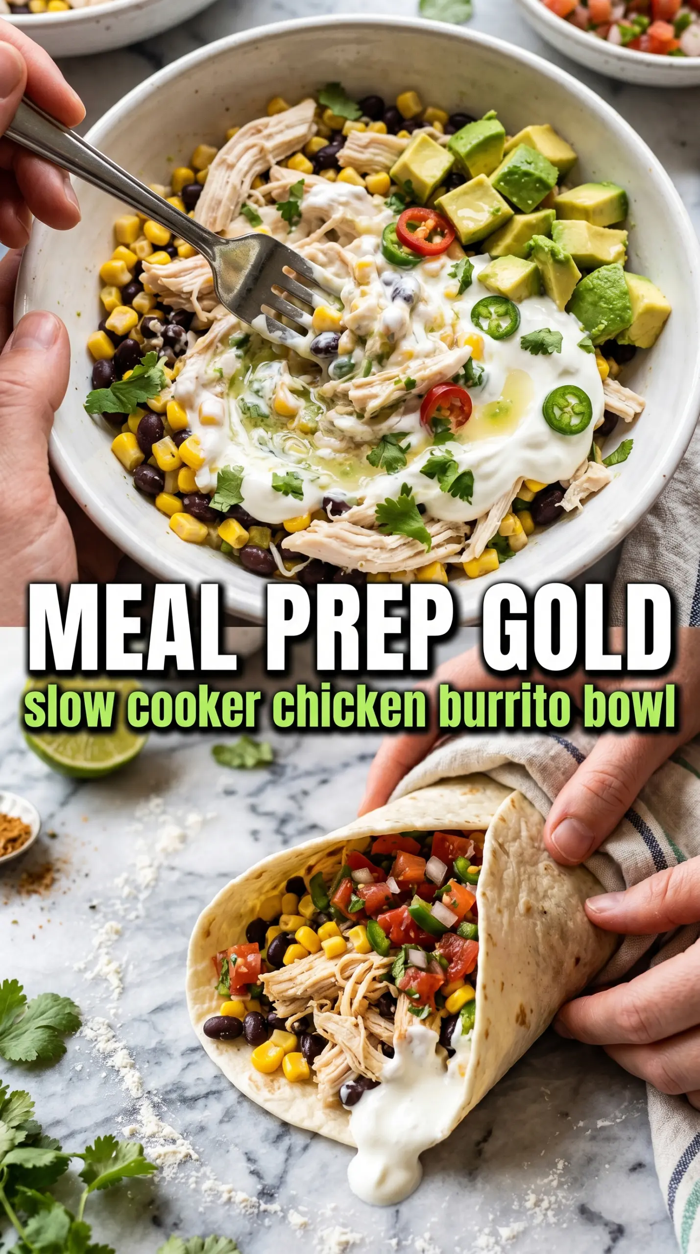 Slow Cooker Chicken Burrito Bowl vibrant Tex-Mex bowl