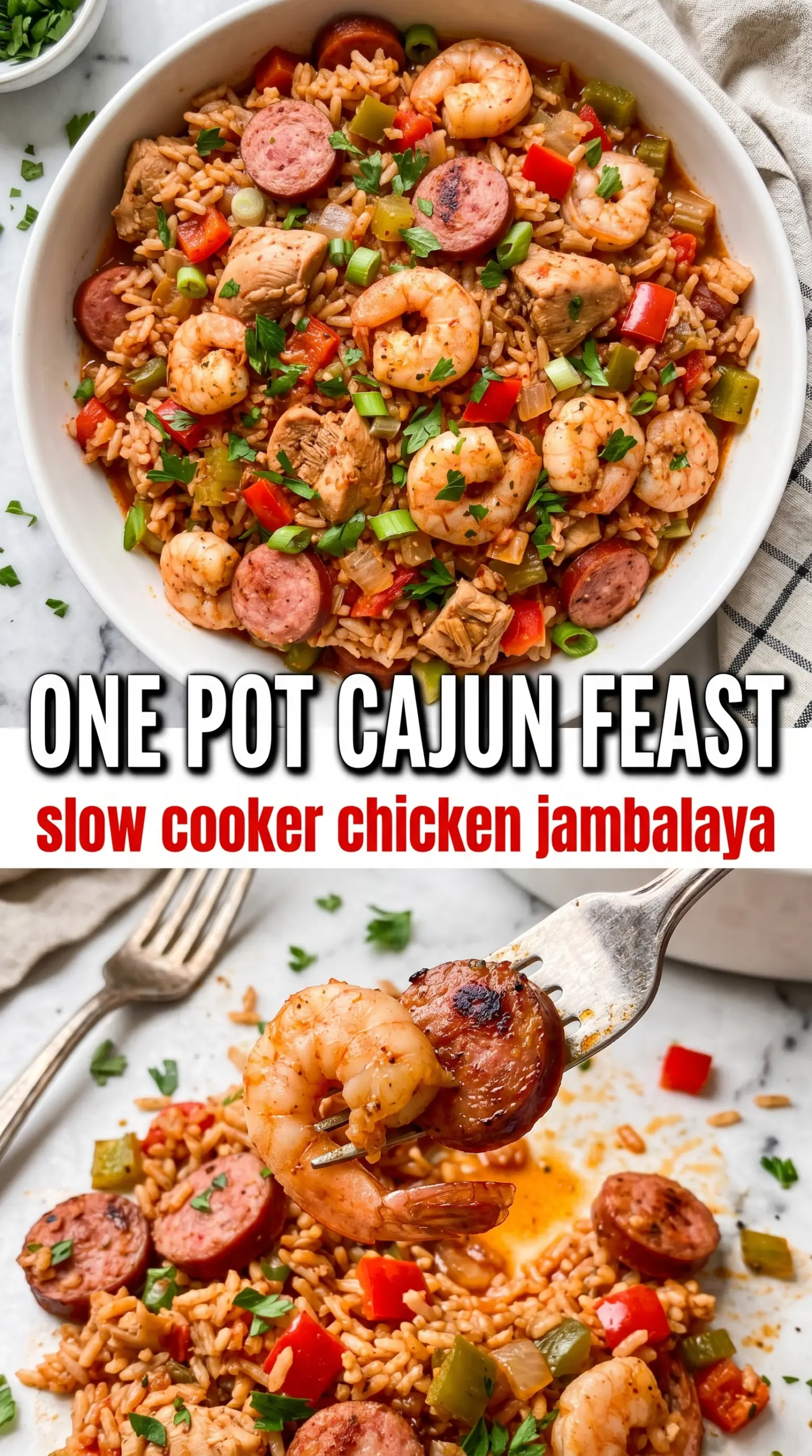 Slow Cooker Chicken Jambalaya smoky rice andouille peppers