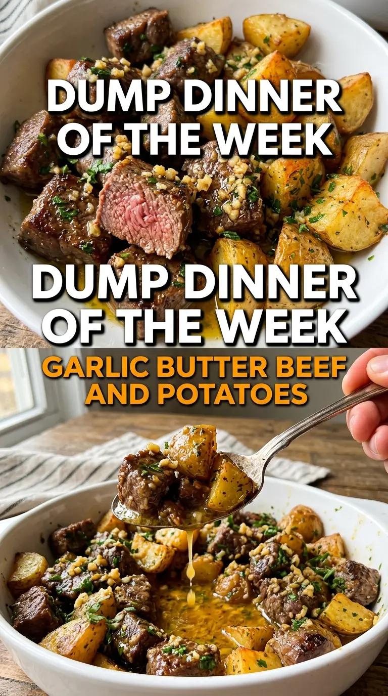 Slow Cooker Garlic Butter Beef Bites with Potatoes garlic butter beef bites tender potatoes