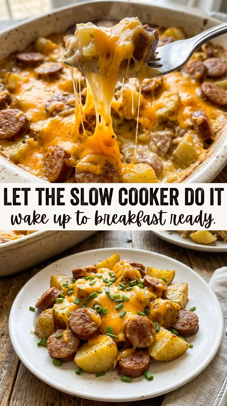 Slow Cooker Sausage and Potato Casserole cheesy sausage potatoes