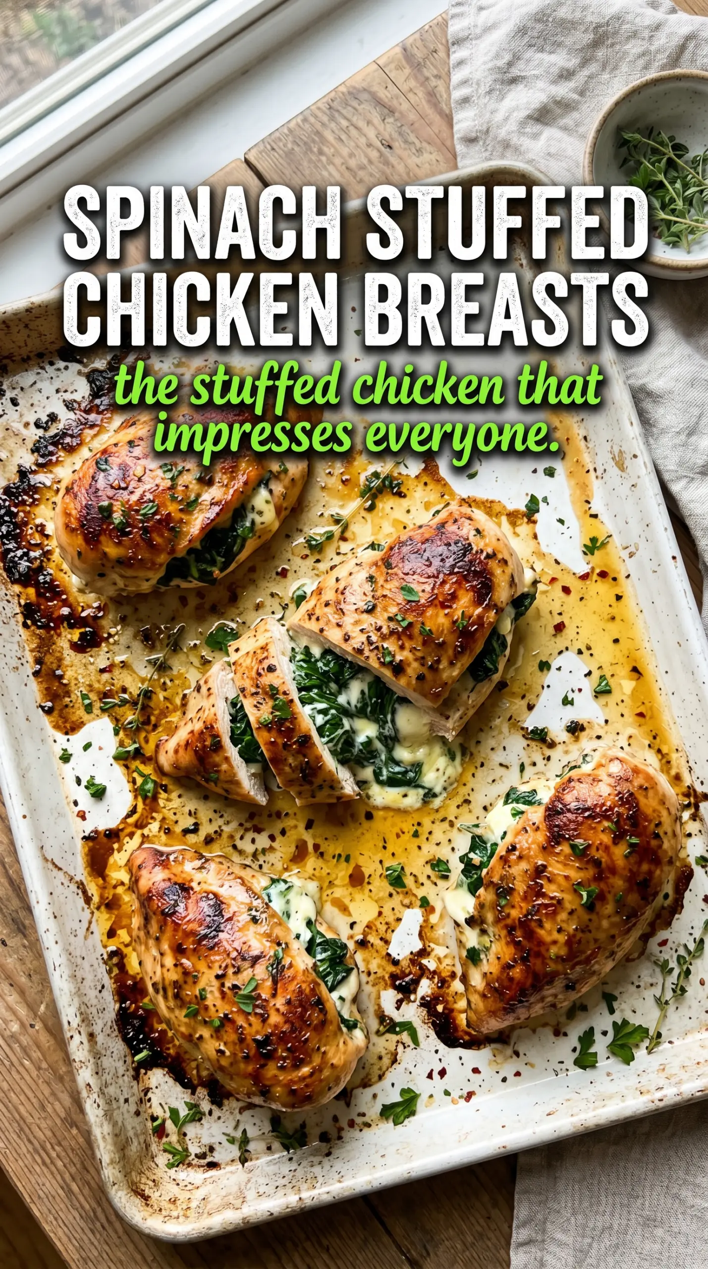 Spinach Stuffed Chicken Breasts creamy golden baked