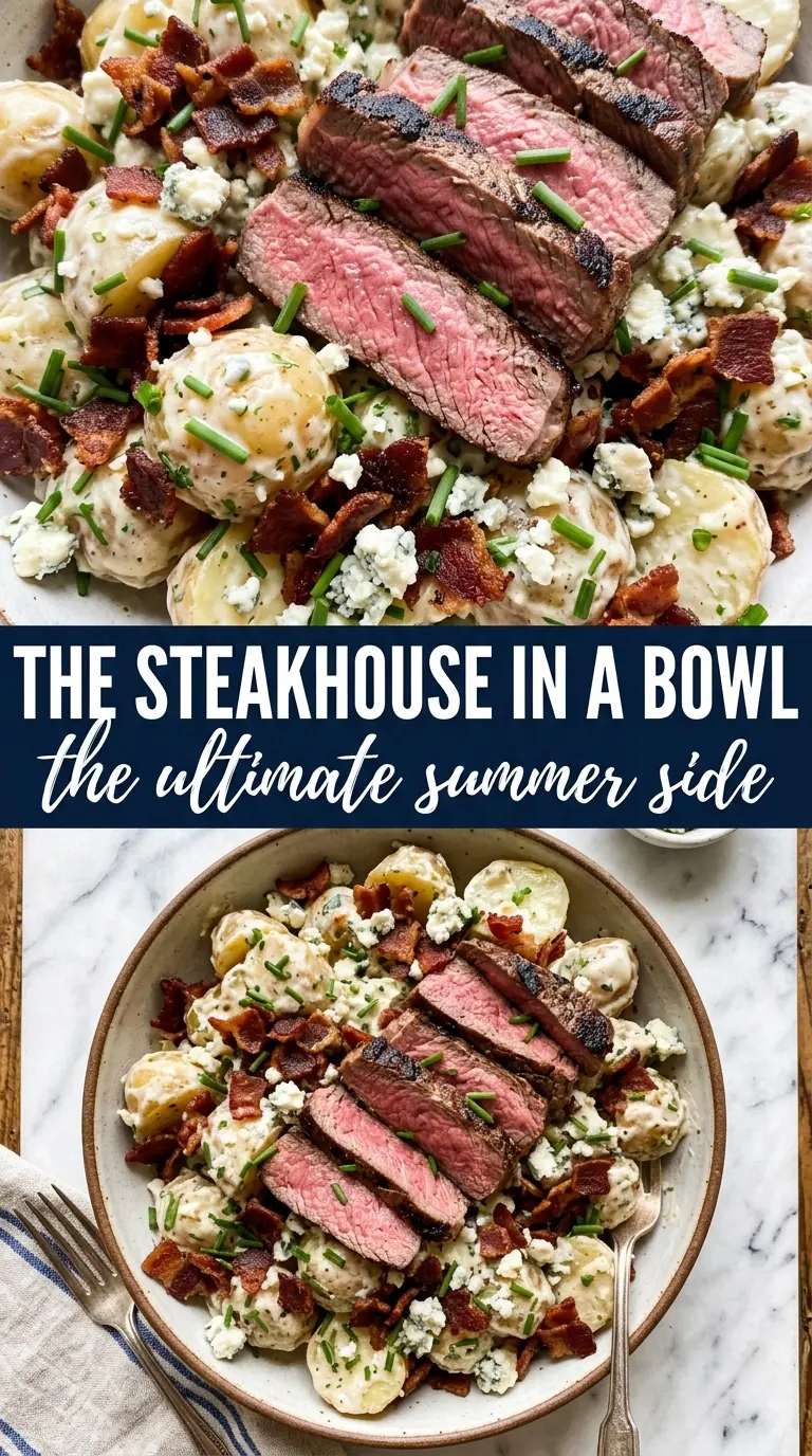 Steakhouse potato salad creamy chunky bacon cheddar