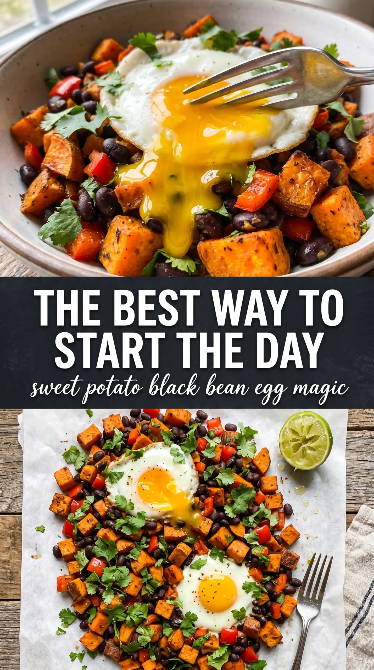 Sweet Potato Breakfast Hash with Black Beans colorful skillet eggs avocado