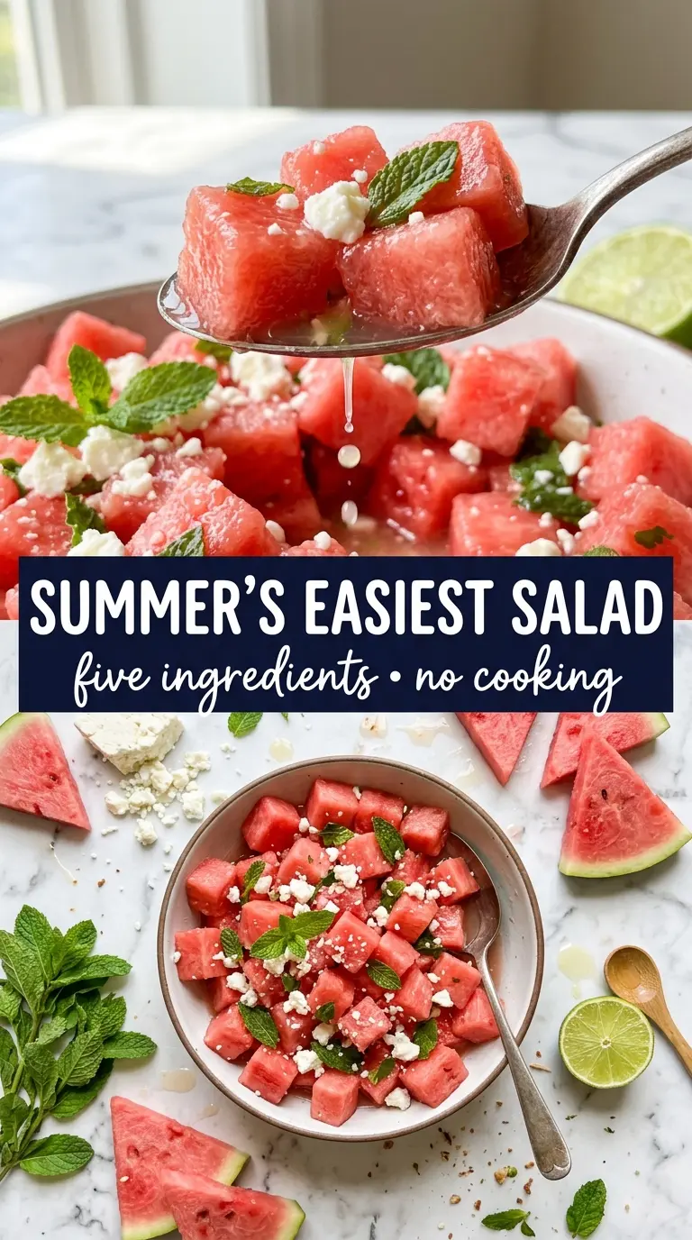 Watermelon salad with feta, cucumber, mint