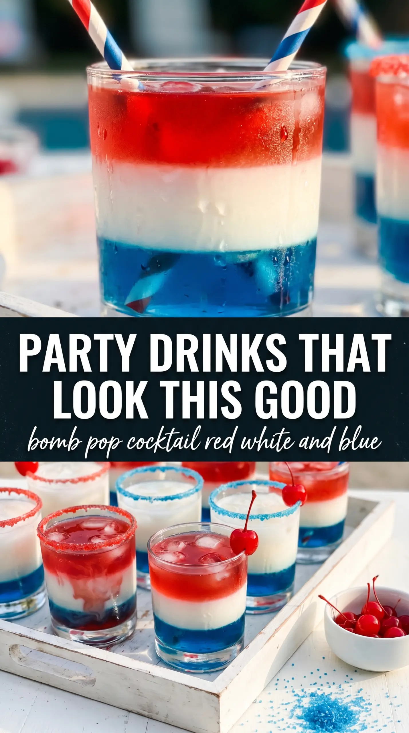 Bomb Pop Cocktail layered red white blue