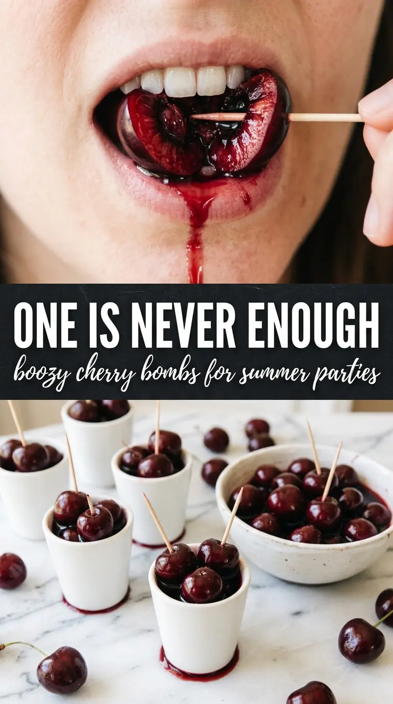 Boozy Cherry Bombs glossy cherries, bourbon-soaked, jewel-toned