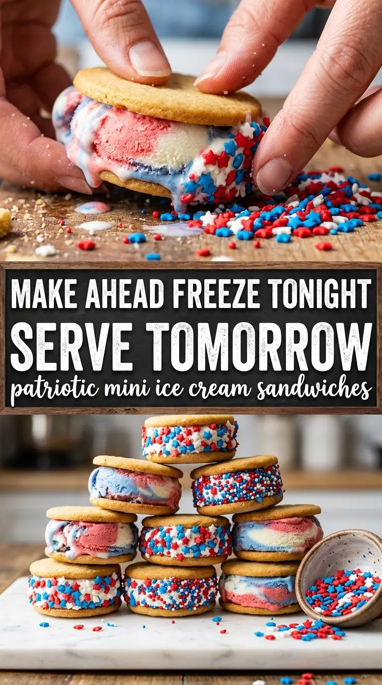 Patriotic Mini Ice Cream Sandwiches red white blue