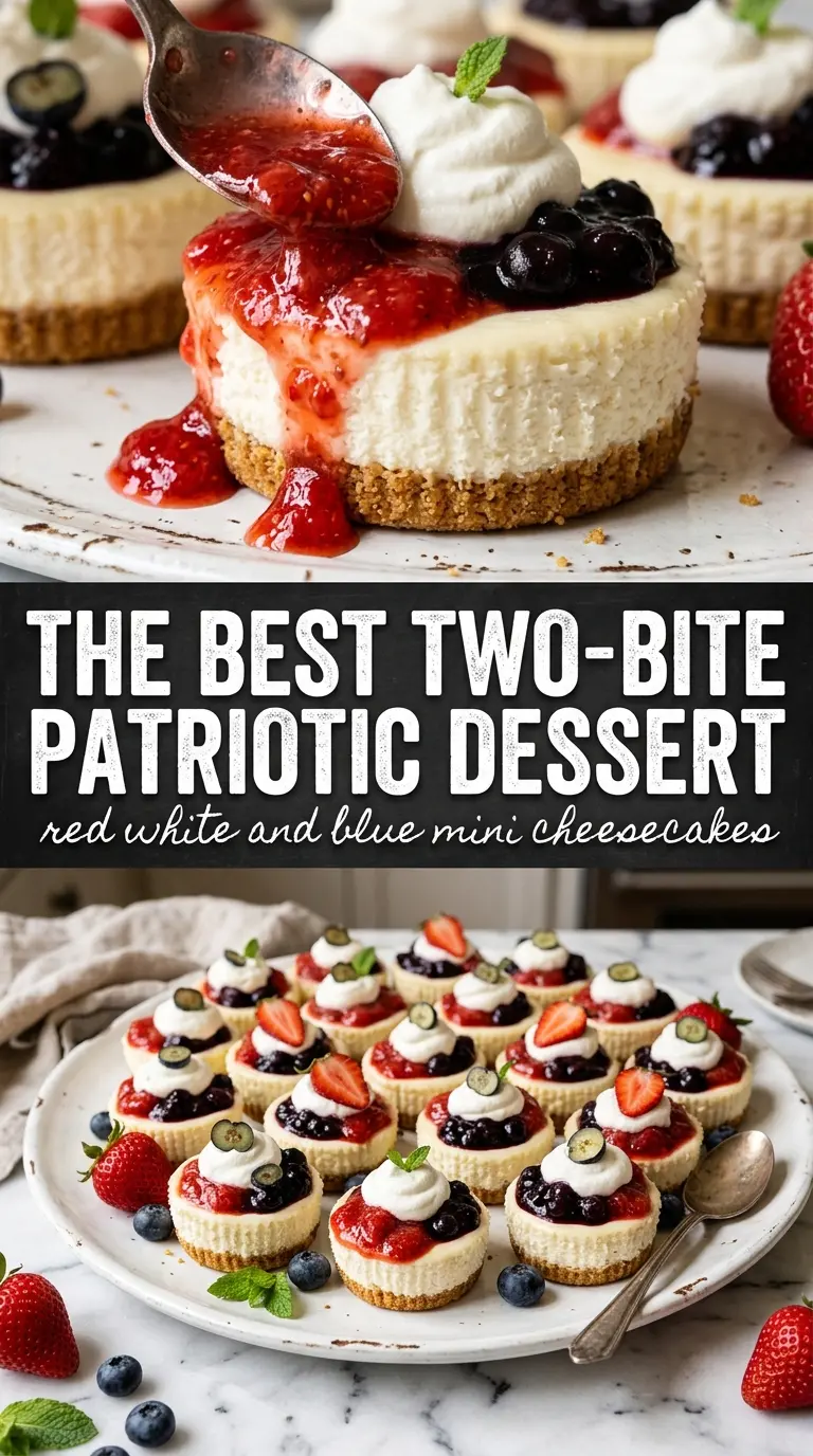 Red, White and Blue Mini Cheesecakes creamy patriotic