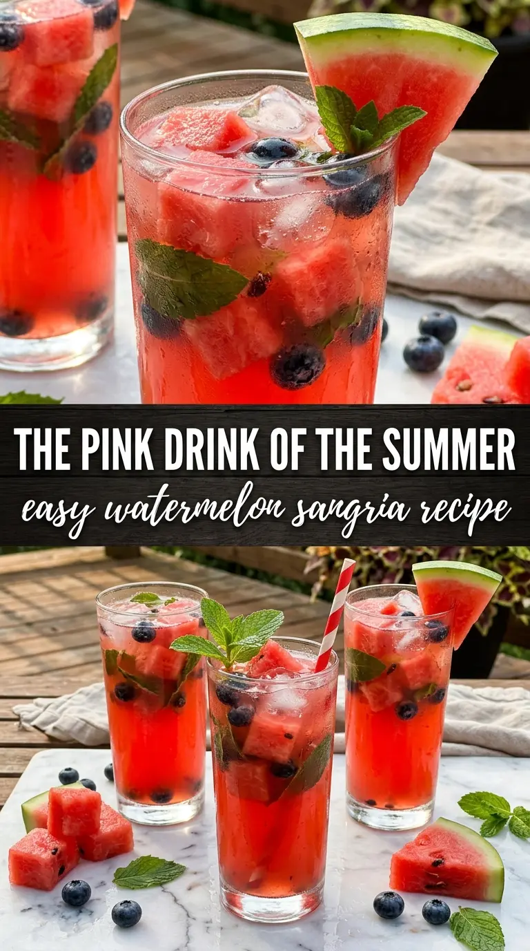 Watermelon Sangria, rosy fresh, citrusy