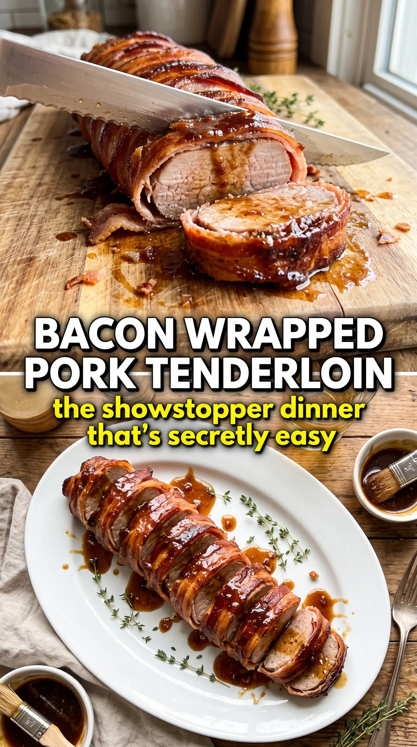 Bacon-Brown Sugar Pork Tenderloin crispy glazed