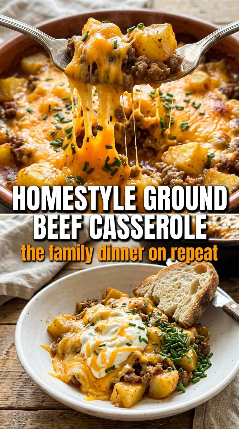 Crock Pot Homestyle Ground Beef Casserole hearty layered