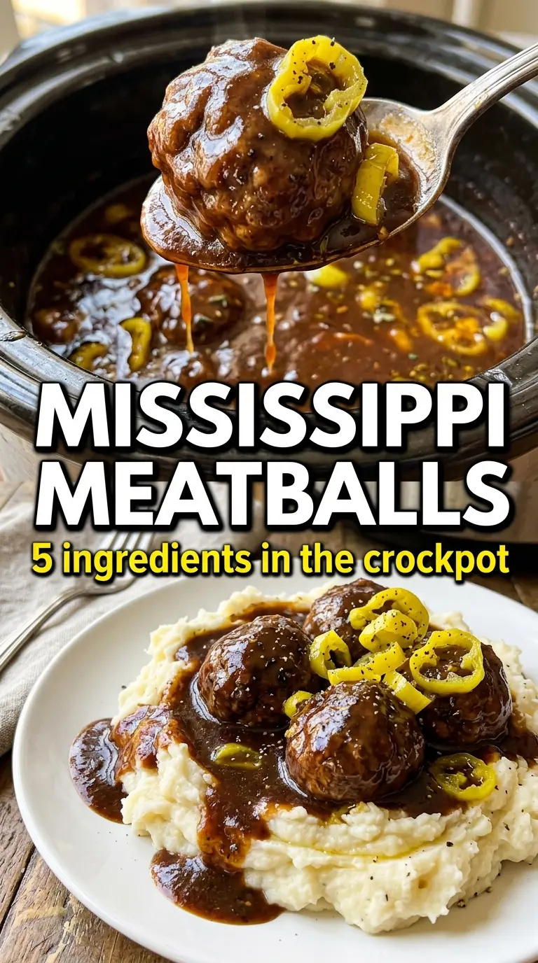 Crockpot Mississippi Meatballs glossy pepperoncini savory