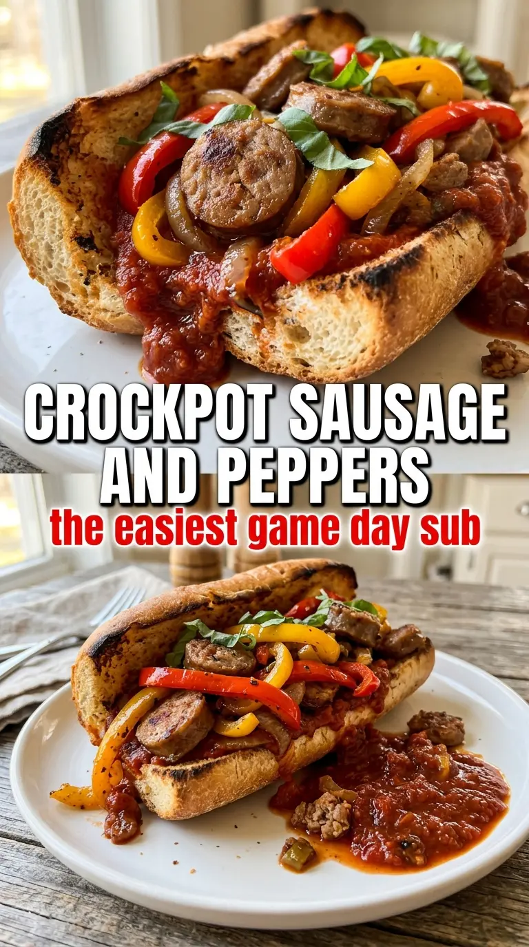 Crockpot Sausage and Peppers juicy peppers savory slow cooker