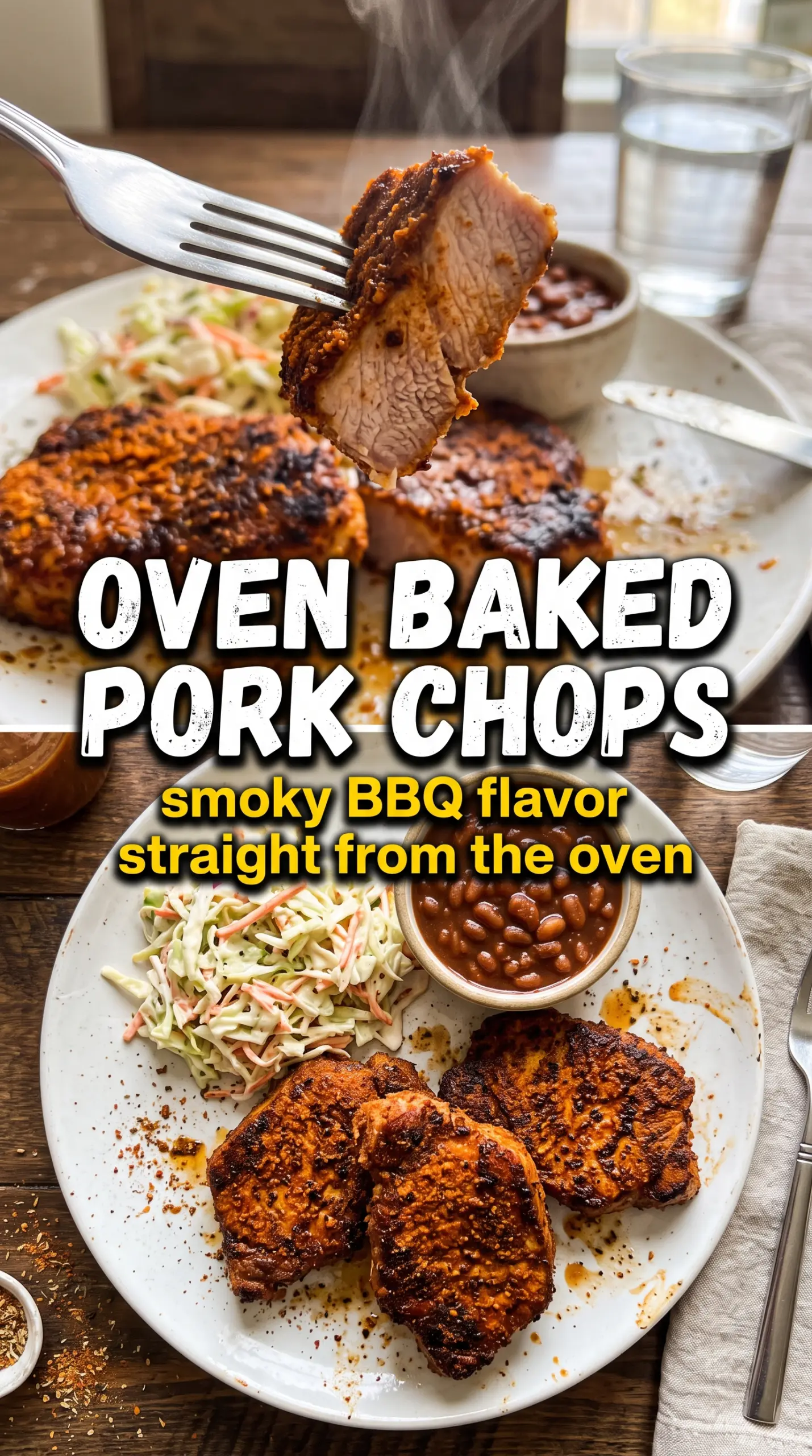 Oven Baked Pork Chops with Dry Rub, spiced crust, golden-red