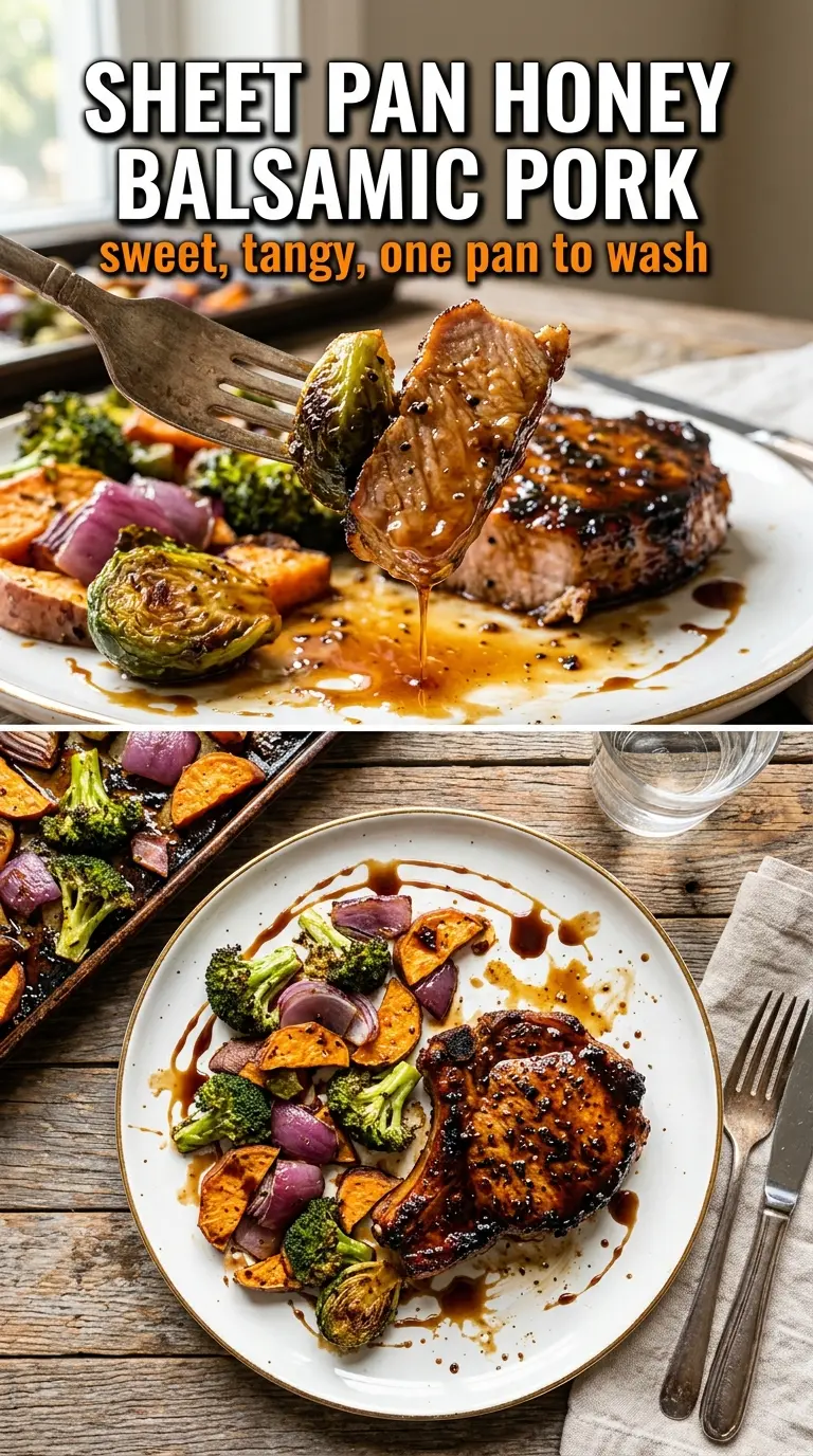 Sheet-Pan Honey-Balsamic Pork Chop Dinner sticky glazed pork chops