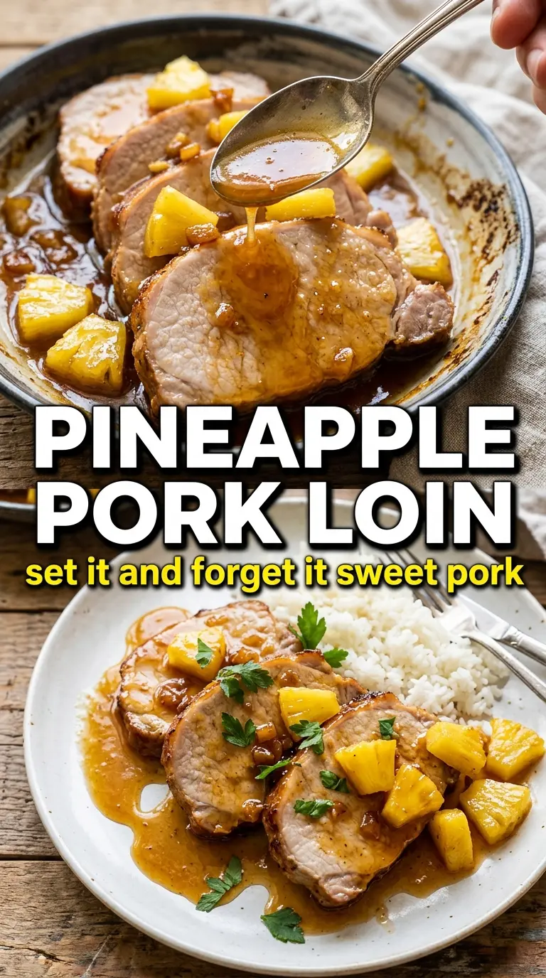 Slow Cooker Pineapple Pork Loin with pineapple-soy glaze