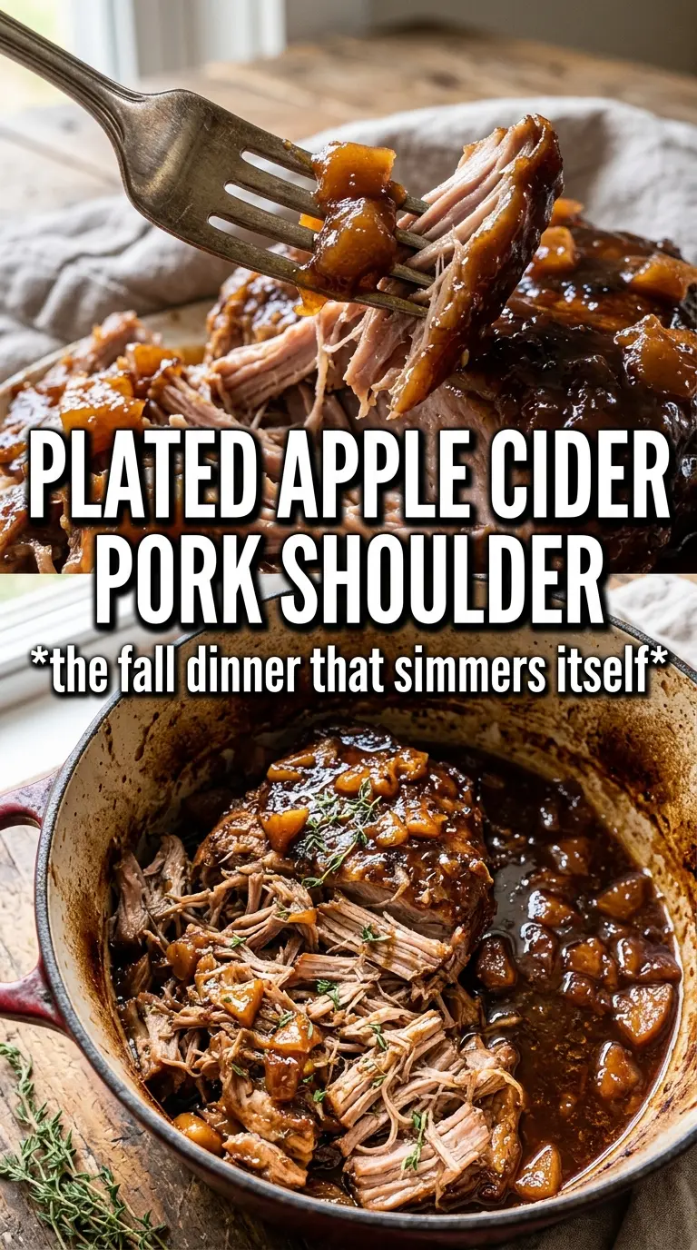 Apple Cider Braised Pork Shoulder with apples, tender roast, savory pan sauce