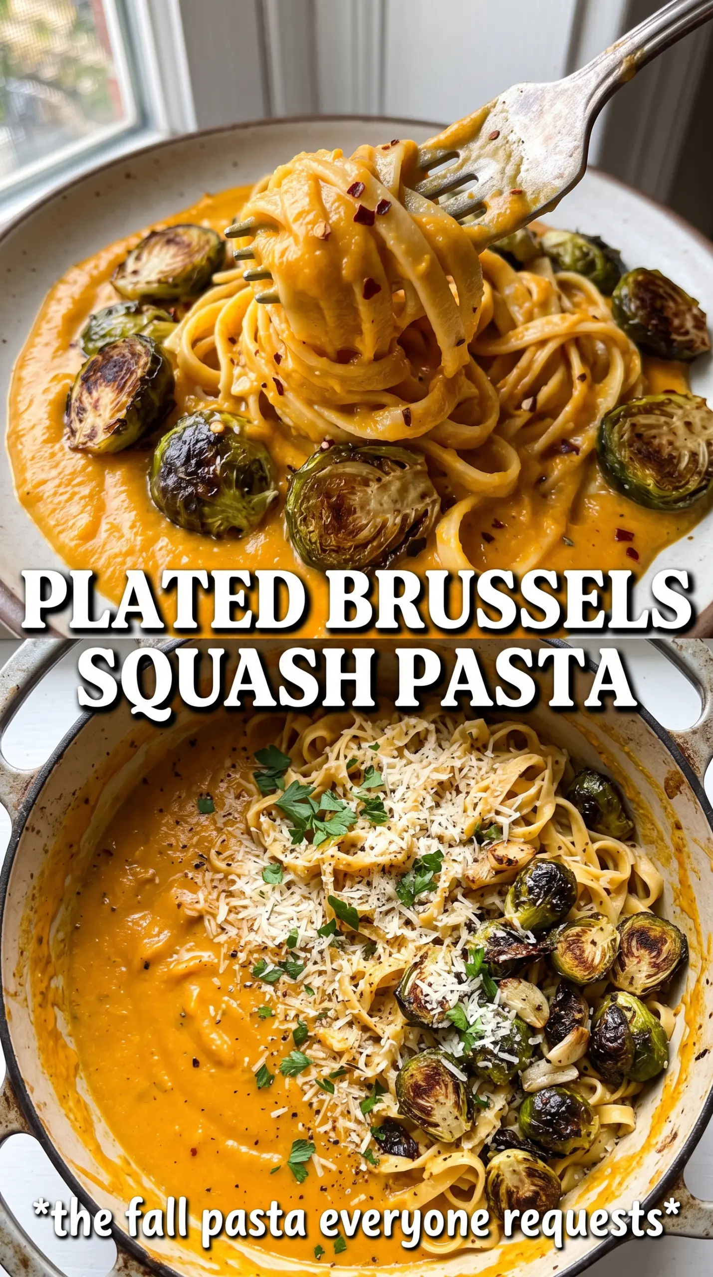 Brussels Sprouts And Butternut Squash Pasta roasted caramelized nutty