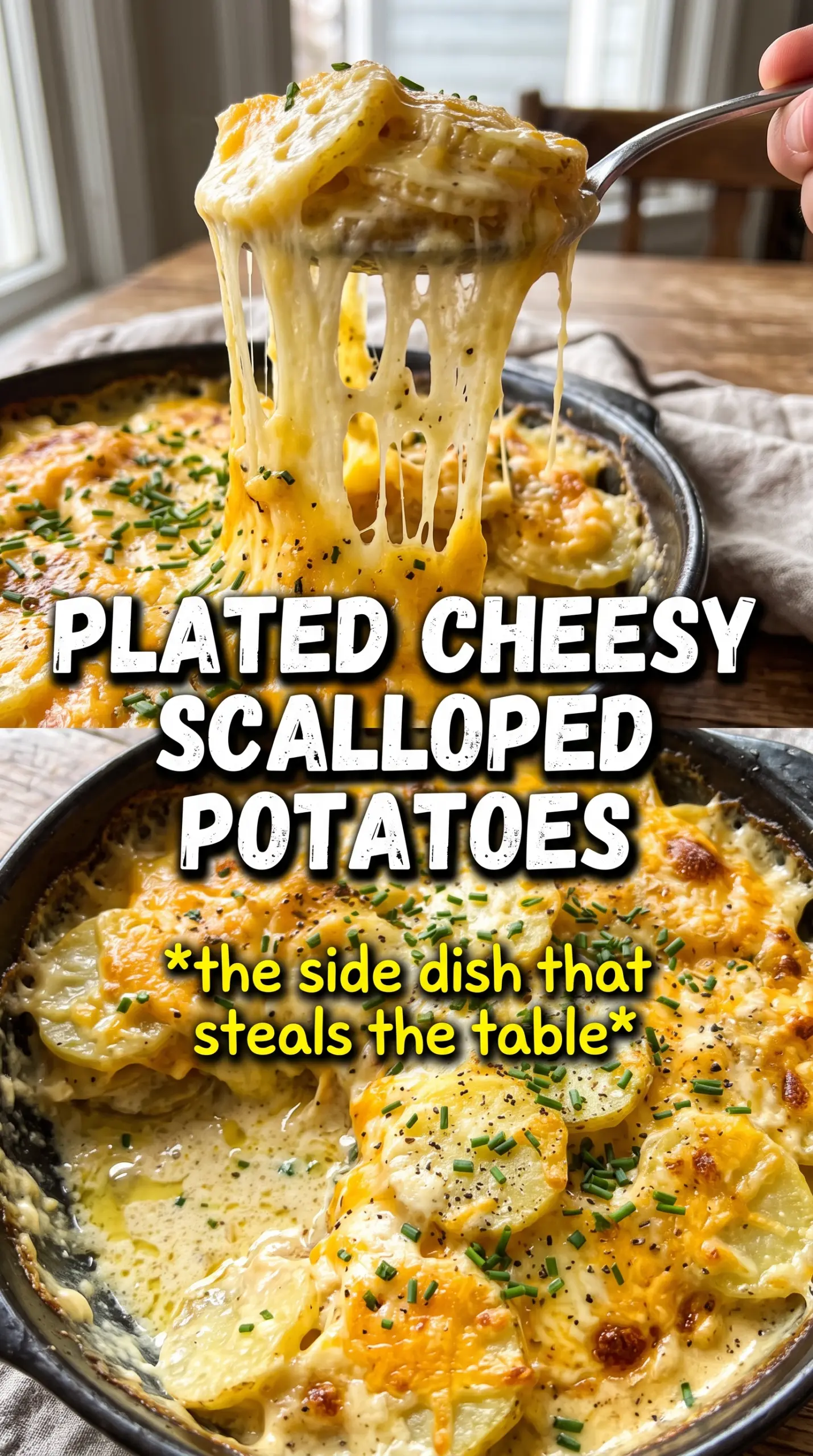 Cheesy Scalloped Potatoes creamy golden bubbling layers