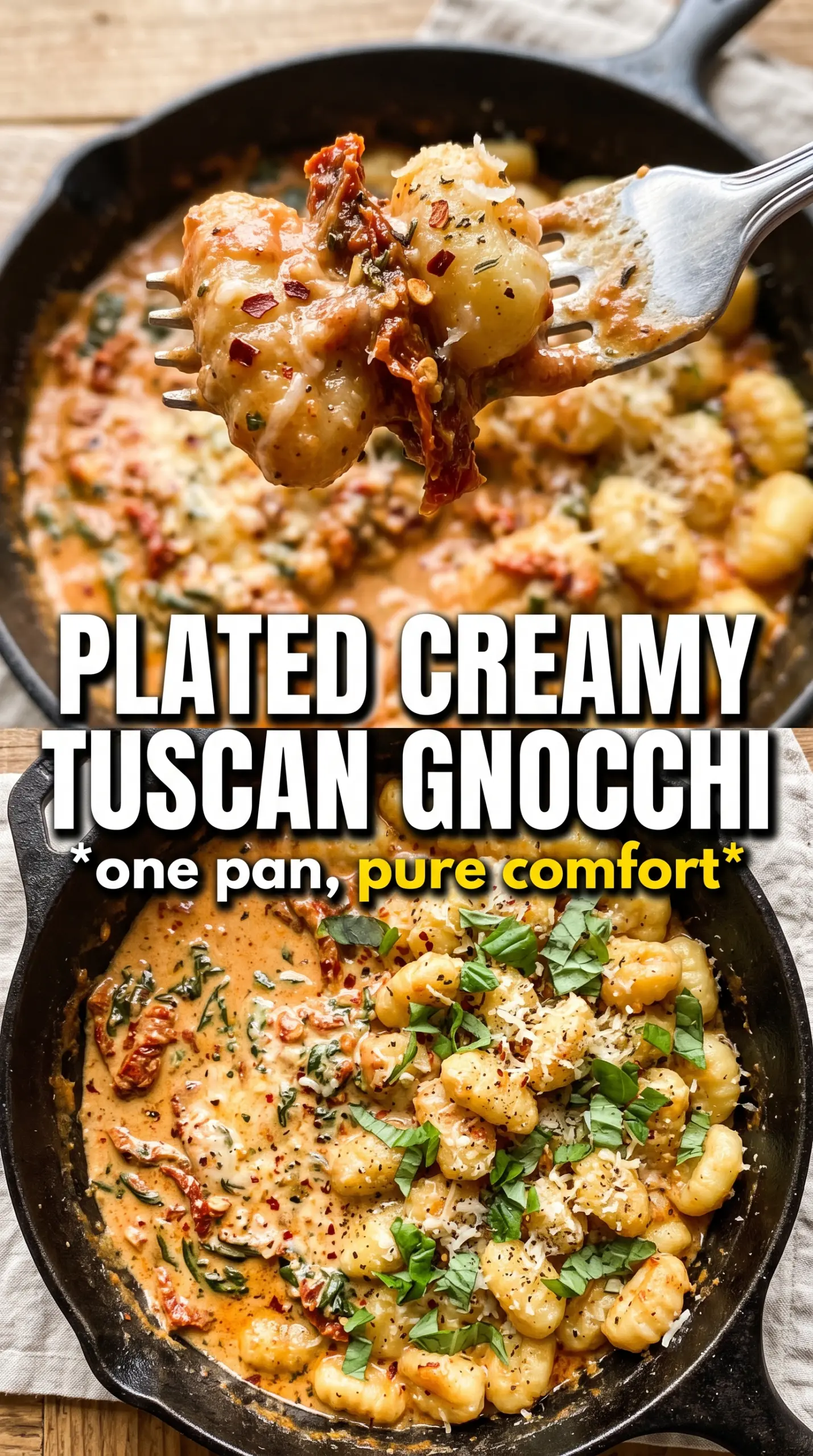 Tuscan Gnocchi creamy skillet sausage spinach
