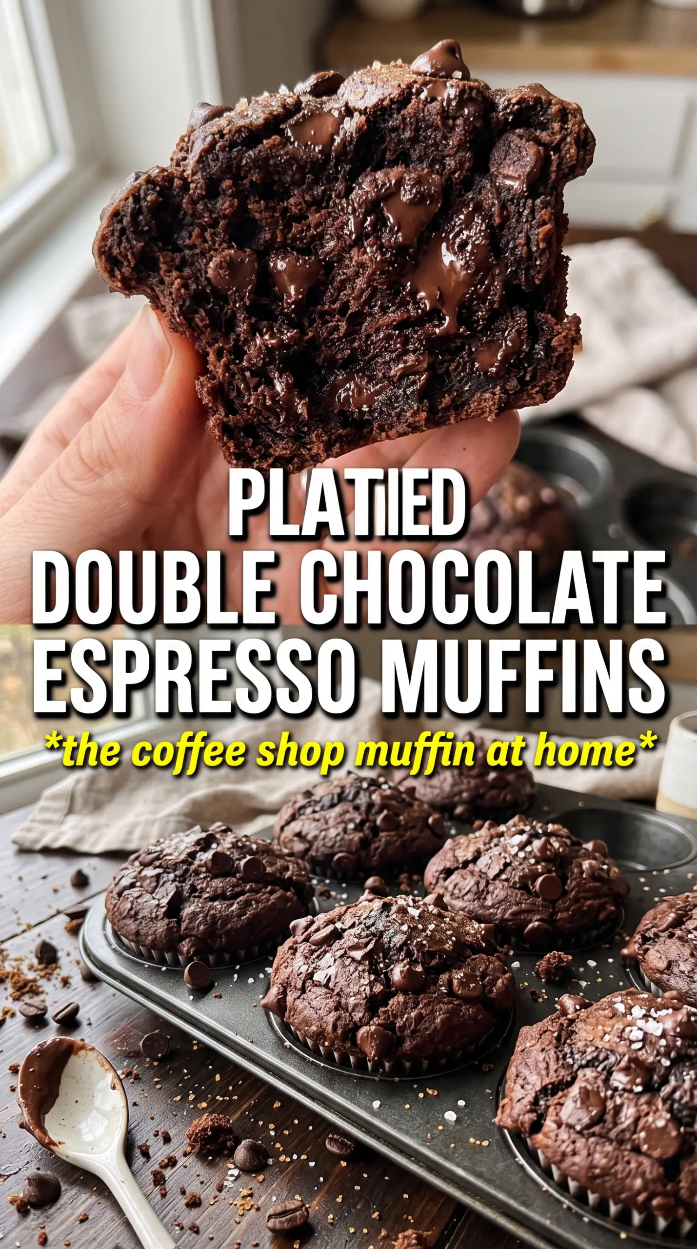 Double Chocolate Espresso Muffins dark chocolate mocha bakery-style