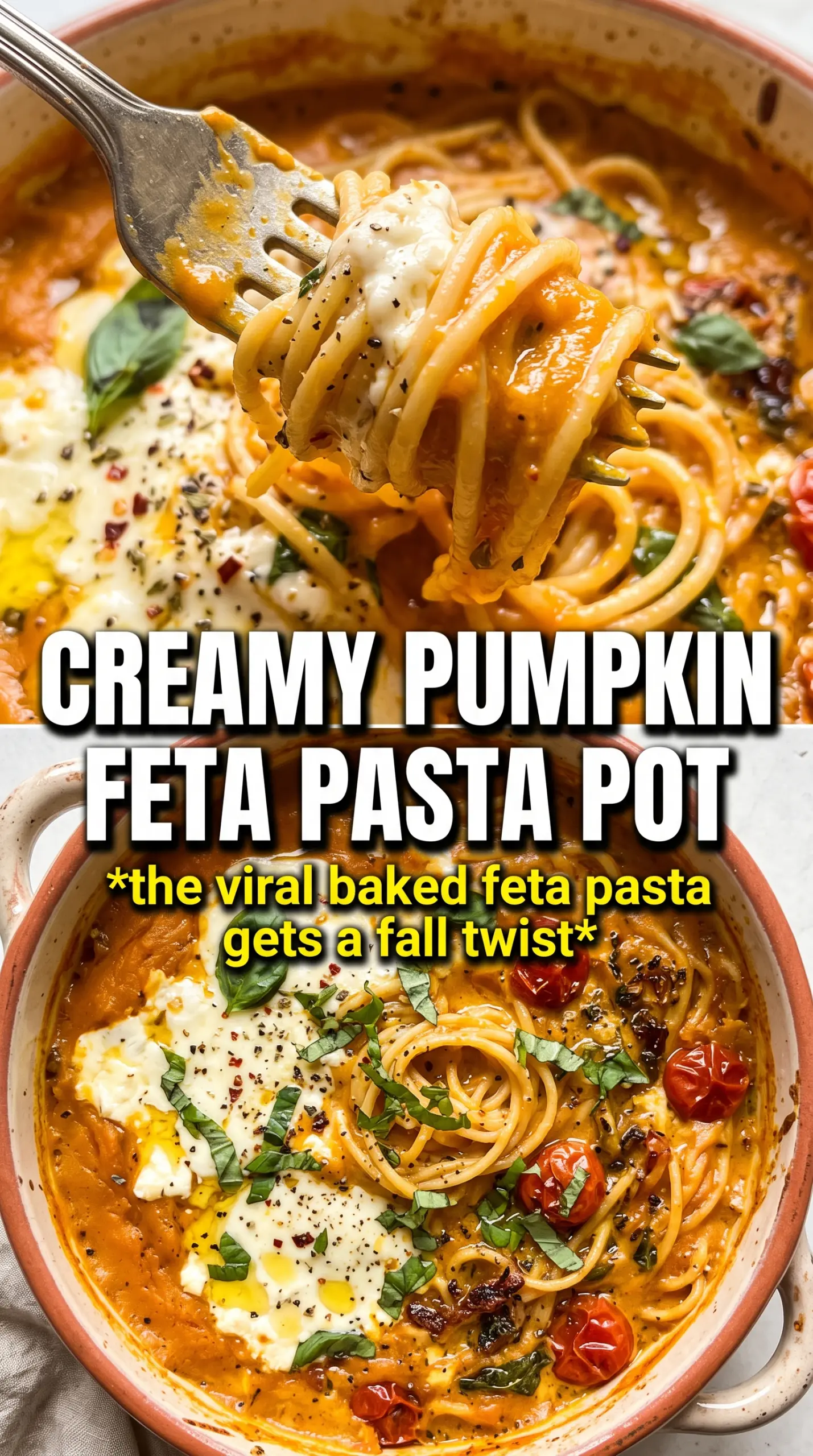 Pumpkin Feta Pasta creamy roasted pasta