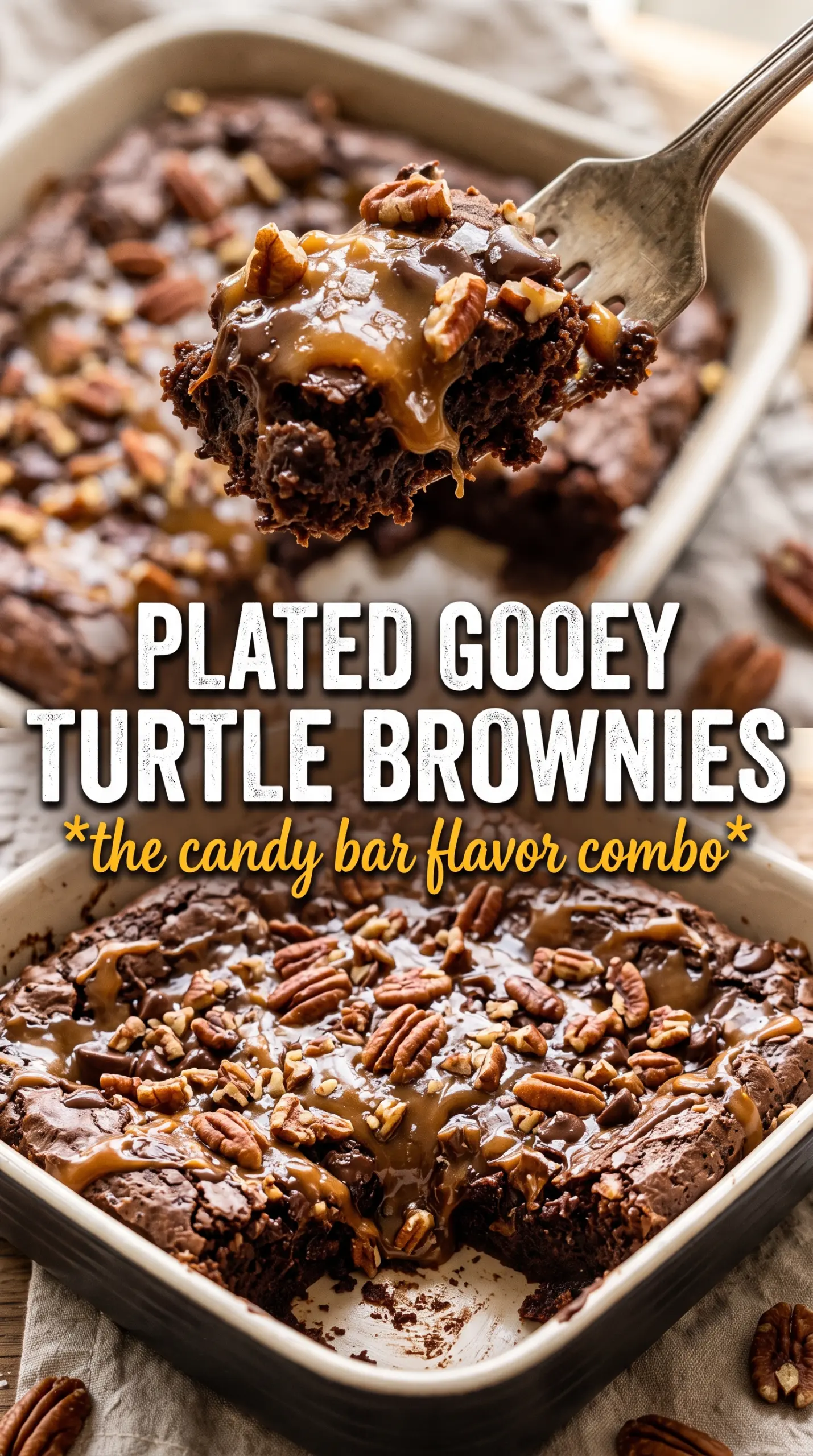 Turtle Brownies fudgy caramel pecans